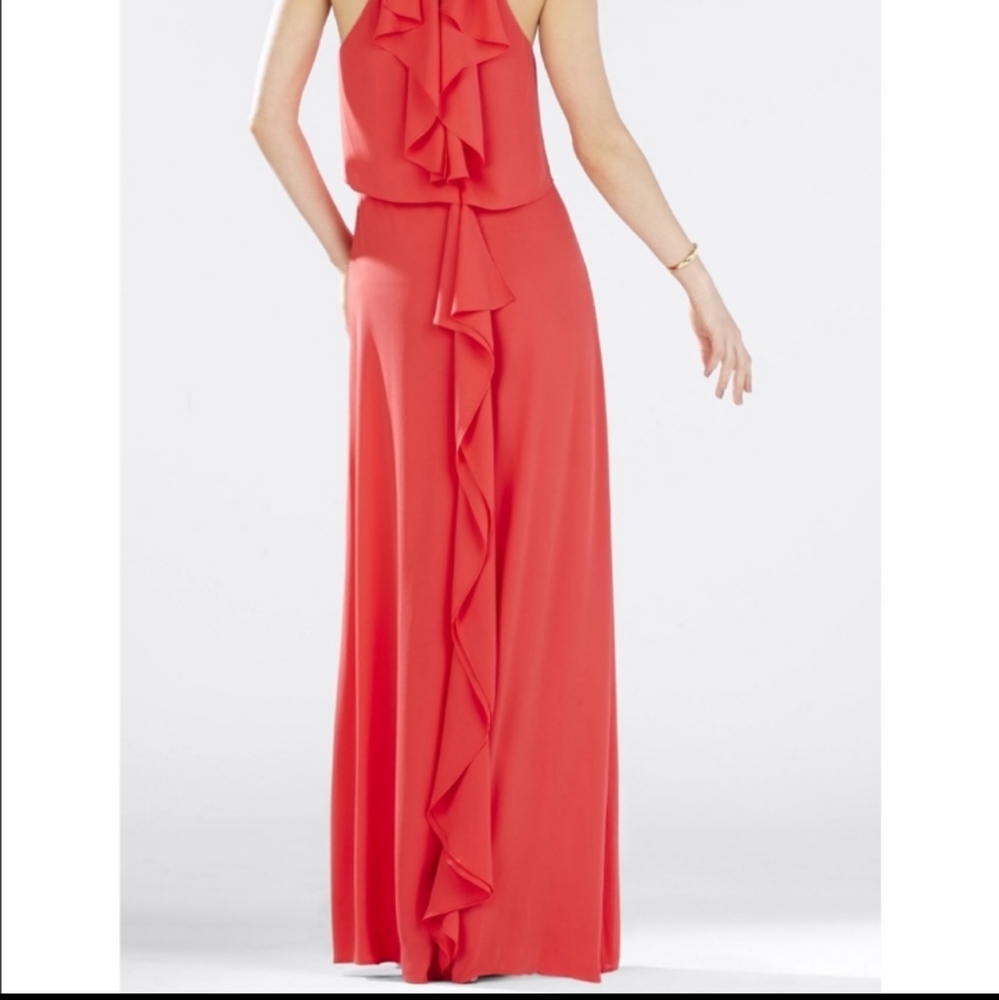 BCBGMAXAZRIA JANISA HALTER NECK RUFFLE DRESS - Picture 2 of 16